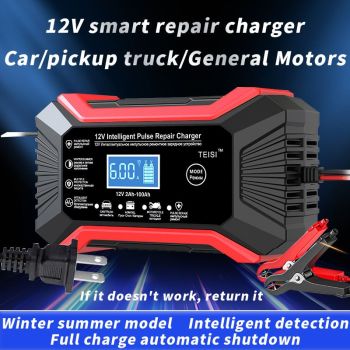 Battery Charger 12V and 24V Fully-Automatic Smart Car Battery Charger, Battery Maintainer Trickle Charger, and Battery Desulfator with Temperature Compensation