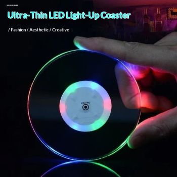 6 PCS LED Drink Coasters, Ultra-Thin Acrylic Non-Slip Waterproof Transparent LED Cocktail Coasters for Club Bar Wedding Party Decor (Color)
