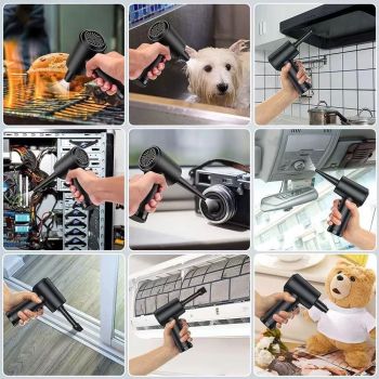 Compressed Air Duster, Electric Air Blow Portable Keyboard Cleaner with LED Light, Rechargeable Dust Off Cordless Air Duster for Computer, Car, Electric Devices