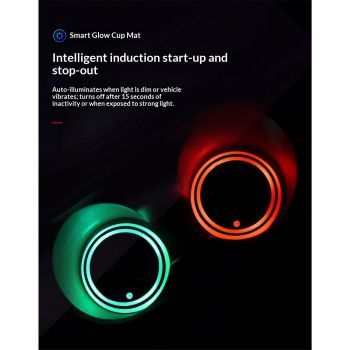 4pcs LED Car Cup Holders, Waterproof Cup Holder with 7 Colors Changing USB Charging Mat, LED Interior Atmosphere Lamp Decorations Cables for Car Truck Vehicle Accessories