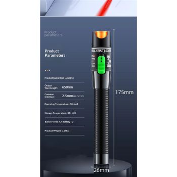 Visual Fault Locator Fiber Optic Tester - Fiber Optic Cable Tester Meter with FC to LC Adapter - Tools Tester Kit for LC/FC/SC/ST, Network Cable Test
