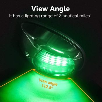 Boat Navigation Lights Red and Green Bow Light LED  Vertical Mount 1 Pair (Vacuum Electroplate Silver)