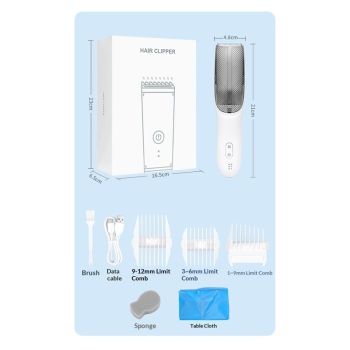 Cordless Baby Hair Clippers,  3 Guide Combs  Baby Hair Clipper Quiet Hair Clipper for Baby, Hair Clipper Auto Suck Snipped Hair, IPX7 Waterproof Rechargeable white