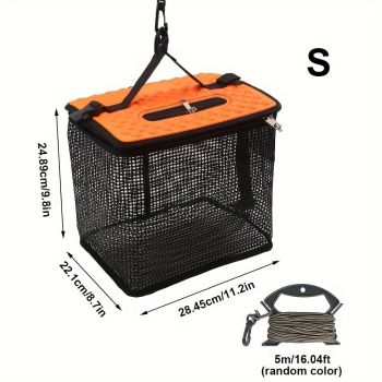 Floating Fish Basket for Live Caught,  Foldable Fishing Holder Bucket Portable Collapsible Fishing Net Storage Cage for Live Fish Bait Live Well（s）