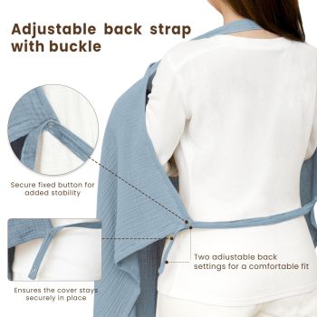 Nursing Cover for Breastfeeding, Breathable Breastfeeding Cover up with Arch Neckline for Women, Nursing Apron( Blue 71*95cm)