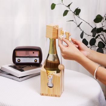 Fun Bottle Gift Lock Challenge Puzzle Game Wood Brain Teaser for Adults Party and Gathering（Excluding wine bottles）