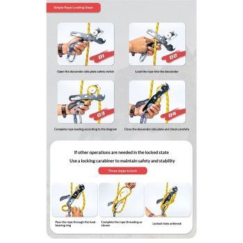 Climbing Stop Descender Rappelling Anti-Panic Belay Devices for 10-12mm Rope Rescue Equipment Hand Controls Desingned