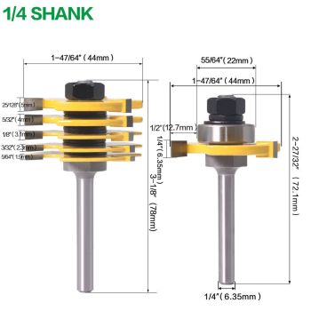 2-pack adjustable slot knife,1/4 Inch Shank Slot Cutter Router Bit Set - 6 Size（12.7mm,5mm,4mm,3.1mm,2.3mm,1.9mm)