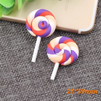 60 Pcs Mini Christmas Decoration Miniature Fake Candy Charms Decor DIY Crafts Lollipop Cake Embellishment Xmas Tiny Candy Ornaments for DIY Craft Making Scrapbooking Supplies