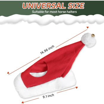 Holiday Santa Horse Hat Pet Costumes  One Ear Slip On Santa Hat Fleece Horse   Fleece Cap with  Bell