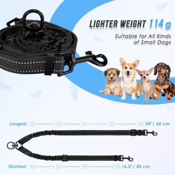 Dual dog leash, tangle free dual dog design 360 ° rotating, reflective walking training guidance, comfortable padded handle, can accommodate 2 dogs (black)