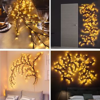 Enchanted Willow Vine Lights for Wall:Twinkling Tree Branch Light for Living Room and Bedroom Home Decor-Warm White Twinkle Tree Lights Lighted（1.8 meters long, 96 lights）