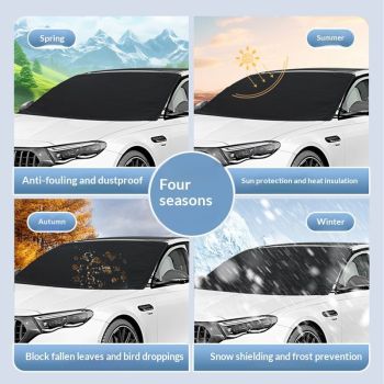 Windshield Cover for Ice and Snow - Universal Fit for Car, SUV, Truck, Heavy Duty 600D Oxford Fabric Frost Protector for Ice & Sleet, Includes Anti-Theft Straps, Medium (69"x42")