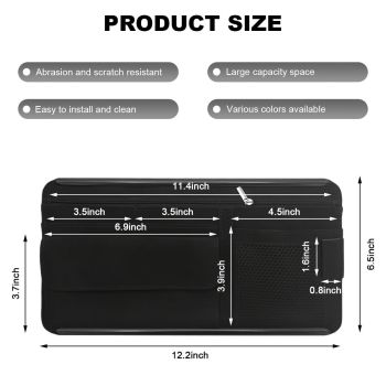 Car Sun Visor Organizer, Soft Leather Surface Eyeglasses Note Card Holder Car Storage Bag, Scratch-Resistant Waterproof Auto Sunshade Organizer Bag, Car Accessories (Black)