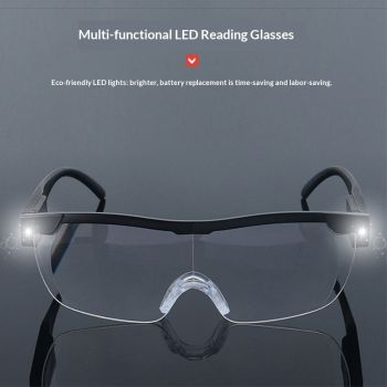 Magnifying Glasses with Light, 250% Magnification, LED Lighted Magnifying Glass, Hands Free Head Magnifier Eyeglasses for Close Work, Hobbies, Reading, Craft（Black）