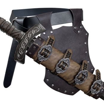 Medieval Faux Leather Sword Frog, Vintage Middle Ages Sword Holster, Mercenary Knight Adjustable Dagger Holster