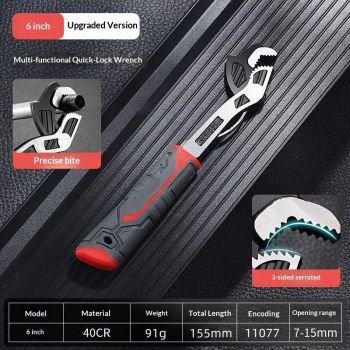 6 Inches Multifunctional Adjustable Wrench, Automatic Size Adjustment Self-locking Wrench, 7-15mm Spring QuickWrench, Suitable for Pipeline Maintenance, Pipe Clamp, etc.