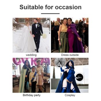 Women's Wedding Hooded Cape Bridal Cloak Poncho Full Length （170）blue  Satin Hooded Cape Unisex Halloween Cloak for Devil Witch Wizard Halloween Christmas Cosplay