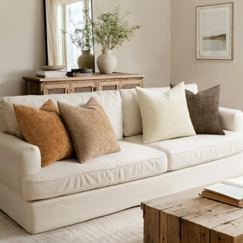 Pack of 4 Brown Couch Throw Pillow Covers 18x18 Inch Soft Decorative Chenille Pillows Farmhouse Accent Cushions for Boho Home Decor Spring Sofa Bedroom Living Room(Excluding pillow insert)
