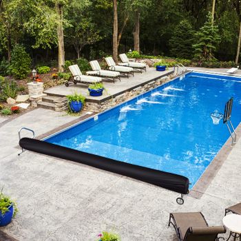 Swimming Pool Solar Reel Cover, 18FT Pool Solar Protective Blanket Reel Cover, Waterproof Winter Reel Blanket Covers for Inground Pools