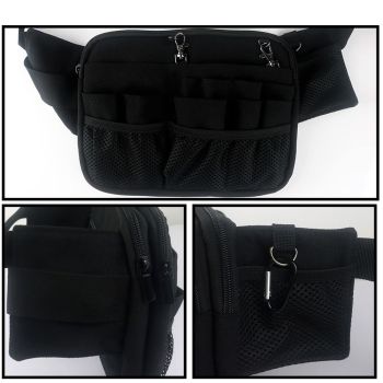 Nurse Belt Pack with Multi-Compartment Tool Strap Practical with Medical Equipment Pocket and Tape Holder for Stethoscope Bandage Scissors or other Supplies Black(oniy bag)