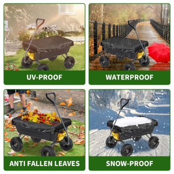 Collapsible Wagon Cover for Carts Garden Dump Cart, Outdoor Garden Wagon Cart Cover, Waterproof Dustproof UV Resistant Wagon Rain Covers Perfect for Lawn, Barn and Farm（There is only one dust cover）