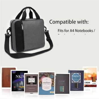 Bible Cover for Men Women, Zippered Bible Carrying Case Bible Protective Bag with Handle and Adjustable Shoulder Strap, Bible Bag for Women Men Kids（gray，oniy bag）