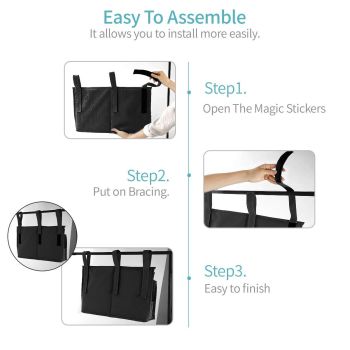 Hanging Organizer Bedside Storage Bag for Bunk and Hospital Beds,for College Dorm Rooms Bed, Hospital Bed, Baby Bed Rails（black,oniy bag）