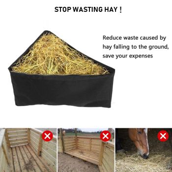 Horse Corner Hay Feeder with Large Capacity, Mesh Bottom and Metal Snaps, Fit for Horse Trailer Stall