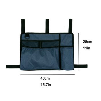 Bag Basket with Cup Holder Suit for Adult Folding Walkers Rollator Organizer Carry Storage Pouch Water-Resistant Armrest Accessories for Seniors, Elderly, Handicap, Blue