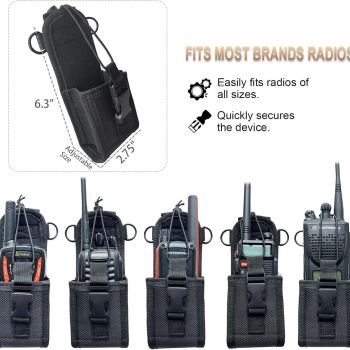 Radio Strap Holster With an Adjustable, Widened Shoulder Strap Featuring 3M Reflective Strips, a Mic Clip, and an Anti-Sway Design – A Secure Carrying System for Small/Medium Radio