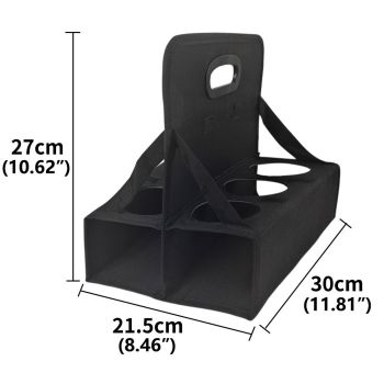 Portable 6-Cup Drink Carrier with Handle -, 6 Cup Foldable Portable Drink Carrier, Reusable Cup Holder Carry Coffee, Wine, Cocktails, Hot and Cold Beverages for Delivery and Take Out (Black)