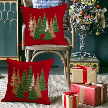 Christmas Pillow Covers 18x18 Inch Set of 2 Xmas Tree Decorative Red Throw Pillows Winter Christmas Decor for Home Couch