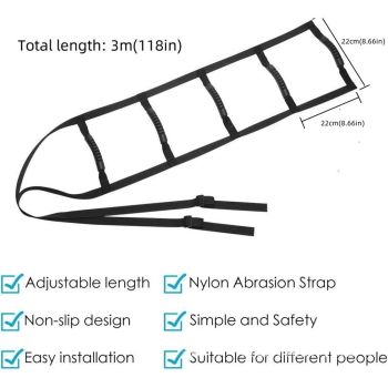 Bed Ladder Assist Strap，Pull Up Assist Device with 5 Handle Straps,Rope Ladder for Elderly, Senior, Pregnant, Handicap（3m）