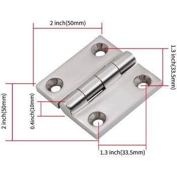 316 Stainless Steel Hinges Marine Grade 2" x 2" Heavy Duty Boat Hatch Hinge (50 mm X 50 mm) 4 Pack Casting Cabinet Door Hinge with Screws