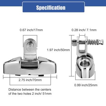 Boat Top Swivel Deck Hinge with Removable Pin, 180 Degree Adjustable,316 Stainless Steel, Marine Top Hardware(2 Pieces,Excluding screws)