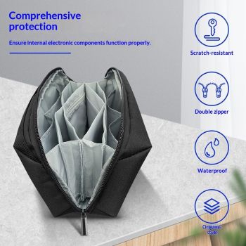 Electronics Organizer Pouch, Travel Tech Organizer Bag for Travel Essentials, Cord Organizer Bag as Travel Accessories for Men Women, Portable Charger Organizer, Black