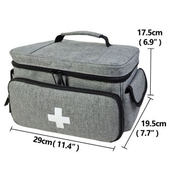 First Aid Bag Empty, Small Medicine Bag Portable Medical Supplies Organizer for Travel, Home, Office, Car, Outdoor, Camping, Hiking (Gray，Bag ONLY)
