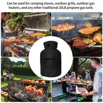 Propane Tank Cover 20lb Gas Tank Cover Outdoor 600D Heavy Duty Waterproof Covers Fits Standard 20 lb Tank Cylinder, 13'' x 19.5'' Black（There is only one dust cover）