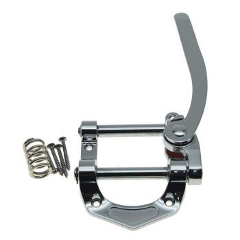 Tremolo Bridge for Electric Guitar, Chrome Plated Vibrato Tailpiece with Roller Bar, Replacement  Flat Top Body, Hardtail Bridge Upgrade