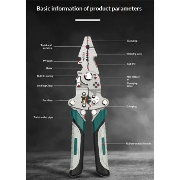 18 In 1 Foldable Wire Stripper,Multifunctional Foldable Wire Stripper Electrical Pliers,For Cutting And Pulling Wires Cable Scissors (A)