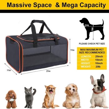 Cat Carriers for Large Cats 20 lbs+ Soft Pet Carrier for Small Dog/Durable 2 Kitty Travel Bag/Medium Big Cats Puppy 15 Pounds/Softside Cat Carrier Large(oniy bag)