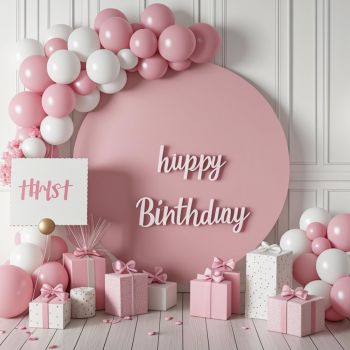 Round Backdrop Cover - 7.2x7.2ft Pink Circle Cover Round Photography Background for Birthday Party Baby Shower Wedding Decorations