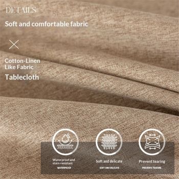 Rectangle Tablecloth Washable Wrinkle Resistant and Water Proof Table Cloth Decorative Linen Fabric Tablecloths for Dining Parties Kitchen Wedding and Outdoor Use (khaki, 55x87 in)