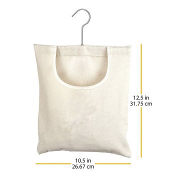 2pcs Canvas Clothespin Bag, Beige (32x27 cm/13.33x11.25 inch), Zipper Closure, Portable Clothes Pin Hanging Bag for Home Balcony Travel beige