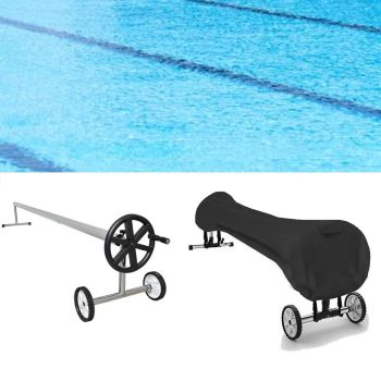 Swimming Pool Solar Reel Cover, 16 FT Pool Solar Protective Blanket Reel Cover, Waterproof Winter Reel Blanket Covers for Inground Pools