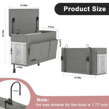 Dual purpose bedside storage device, multifunctional bedside storage solution magazine remote control bracket, (gray)