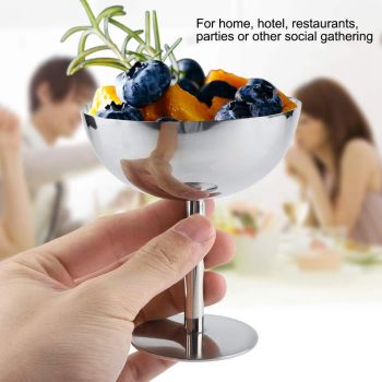 Ice Cream Cup, 4Pcs Stainless Steel Serving Dessert Bowls Cups Sauce Bowls Mini Round Footed Yogurt Snack Candy Cups for Salad Fruit Pudding Christmas Party