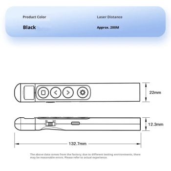 Wireless Presentation Clicker with Pointer Stick,Rechargeable Presenter Remote Light Pointer with Screen Stylus Pen and Digital Display
