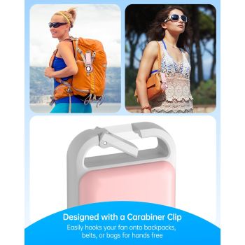 Portable Handheld Turbo Fan with Ice Cooling, 5 Speed Battery Rechargeable Foldable 2in 1 Mini Fan,Desk Fan, Quiet Personal Fans for Outdoor, Travel, Camping, Hiking, Working pink （16.8*5.3*4.7cm)